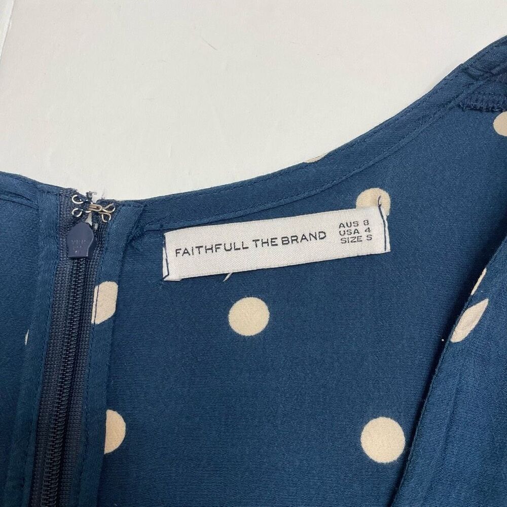 Faithfull The Brand Fresa Dress Ronja Polka Dot Babydoll Dress Blue and White Si - Picture 5 of 13